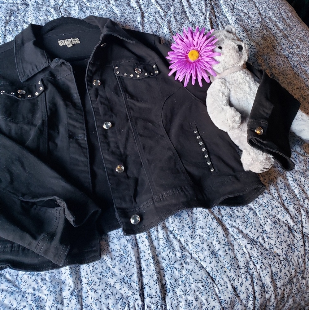 Earl Jean Cropped Plus Sz Jean Jacket